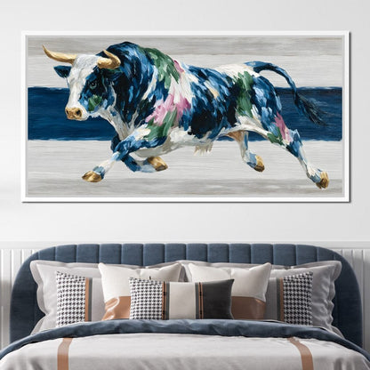 Charging Bull Color Fusion Canvas Wall Art