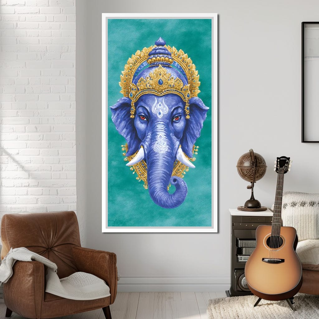Royal Indigo Elephant Majesty Canvas Wall Art
