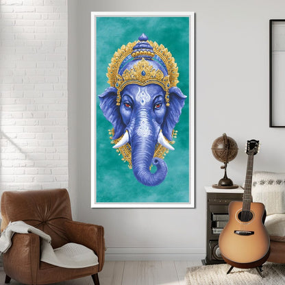 Royal Indigo Elephant Majesty Canvas Wall Art