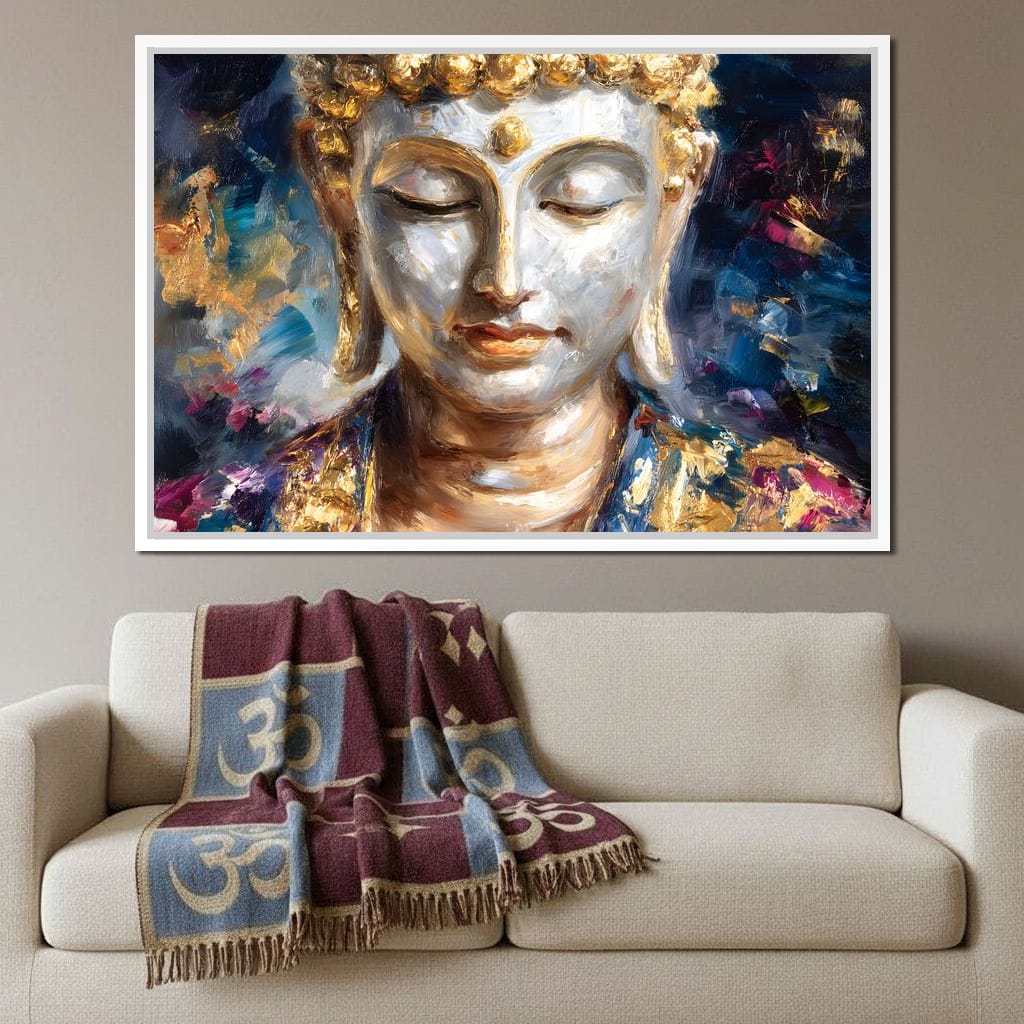 Golden Buddha Meditation Glow Canvas Wall Art