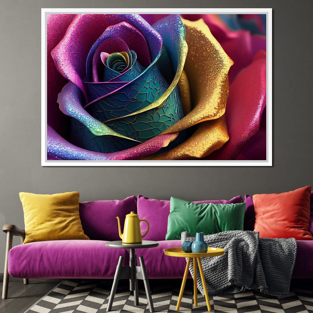 Multicolor Digital Flower Canvas Wall Art