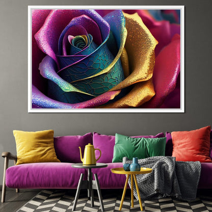 Multicolor Digital Flower Canvas Wall Art