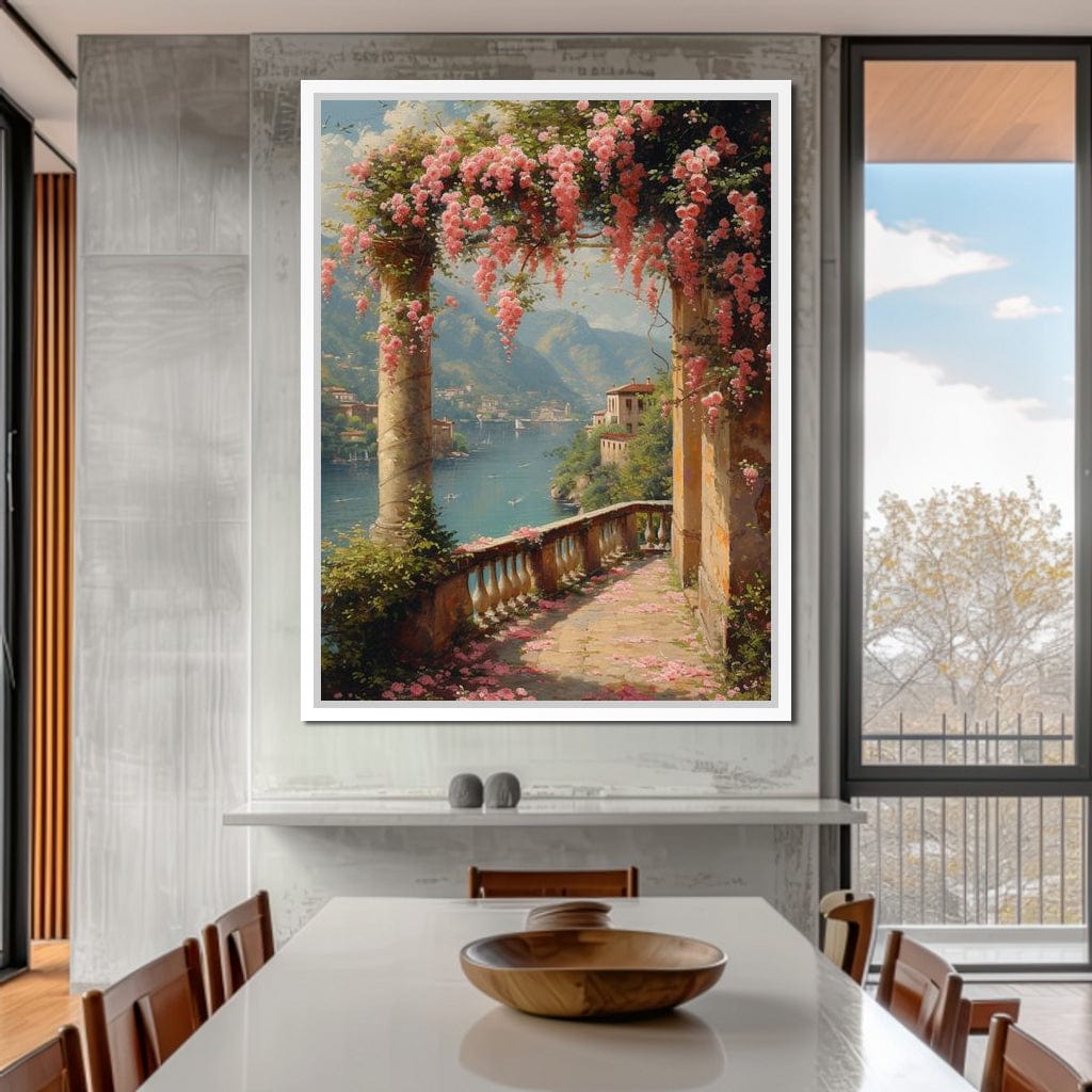 Blossomed Lakeside Retreat Canvas Wall Art