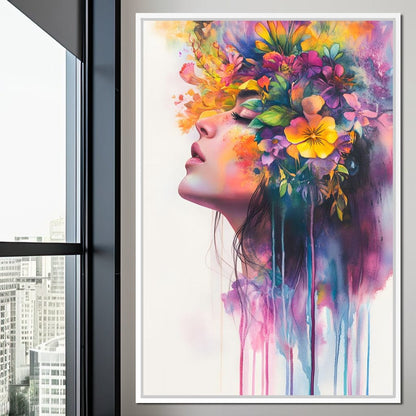 Floral Dreams Embrace Essence Canvas Wall Art
