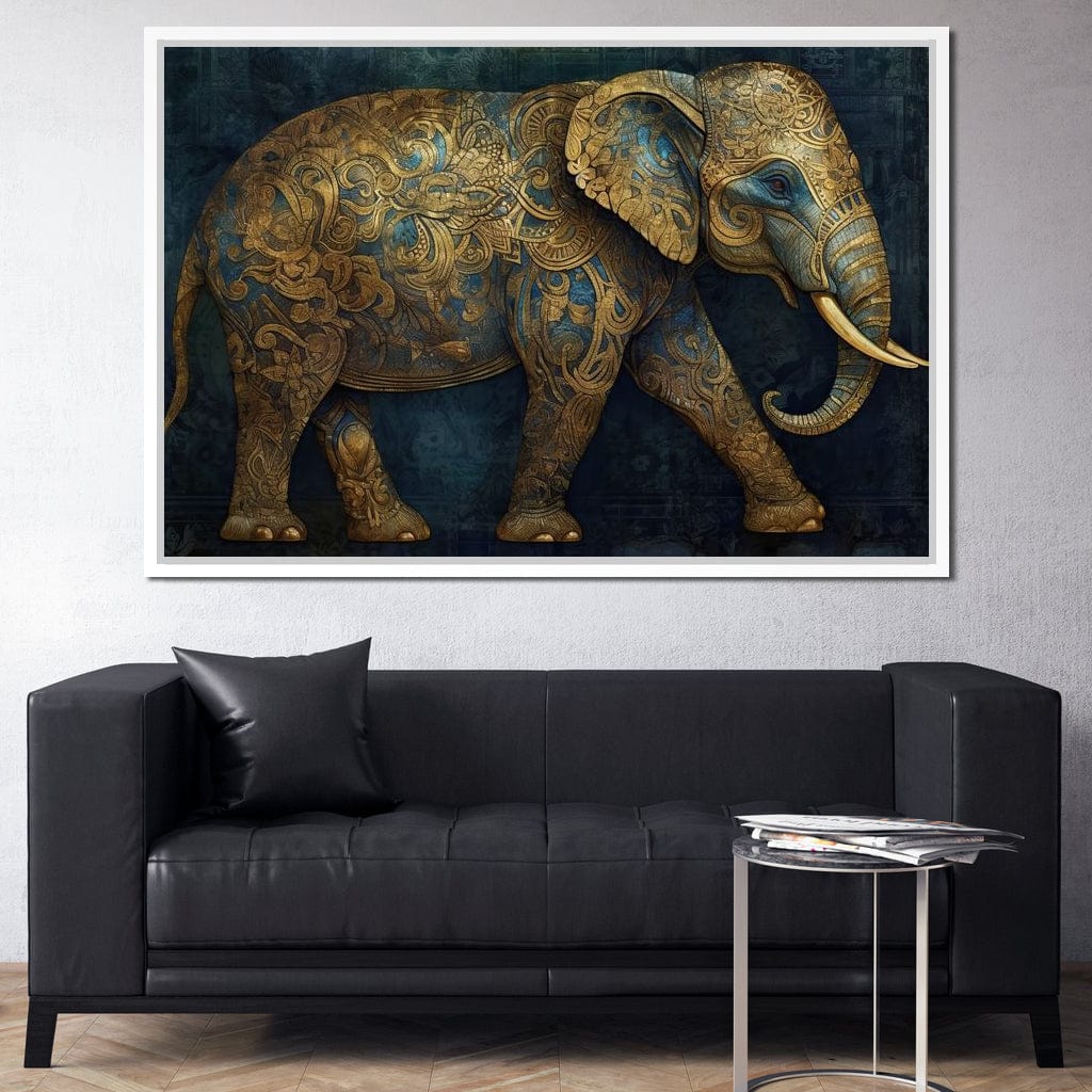 Gilded Grey Elephant Canvas Wall Art