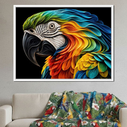 The Ribbon Feather Macaw Canvas Wall Art