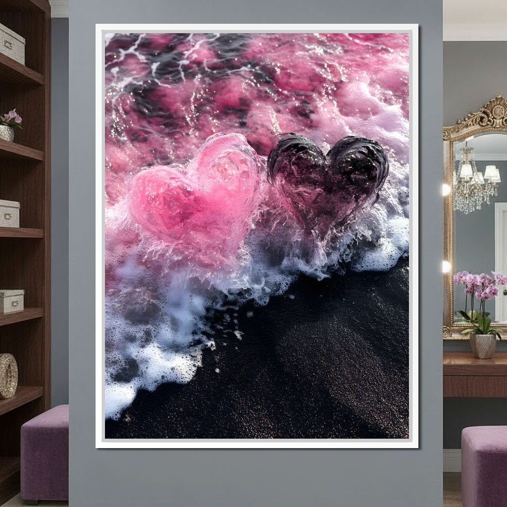 Rose Quartz Hearts Tide Canvas Wall Art
