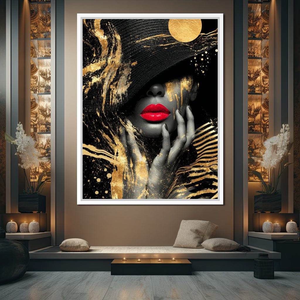 Modern Noir Gold Elegance Portrait Canvas Wall Art