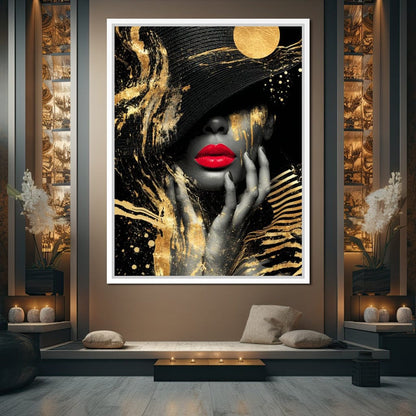 Modern Noir Gold Elegance Portrait Canvas Wall Art
