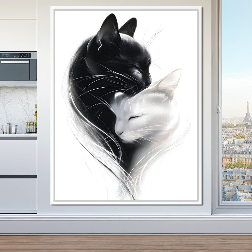 Cats Embrace Canvas Wall Art