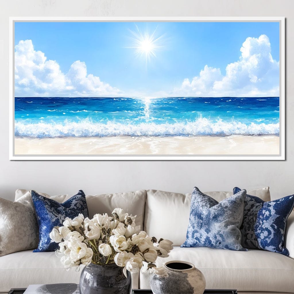 Endless Horizon Sunlit Beach Canvas Wall Art