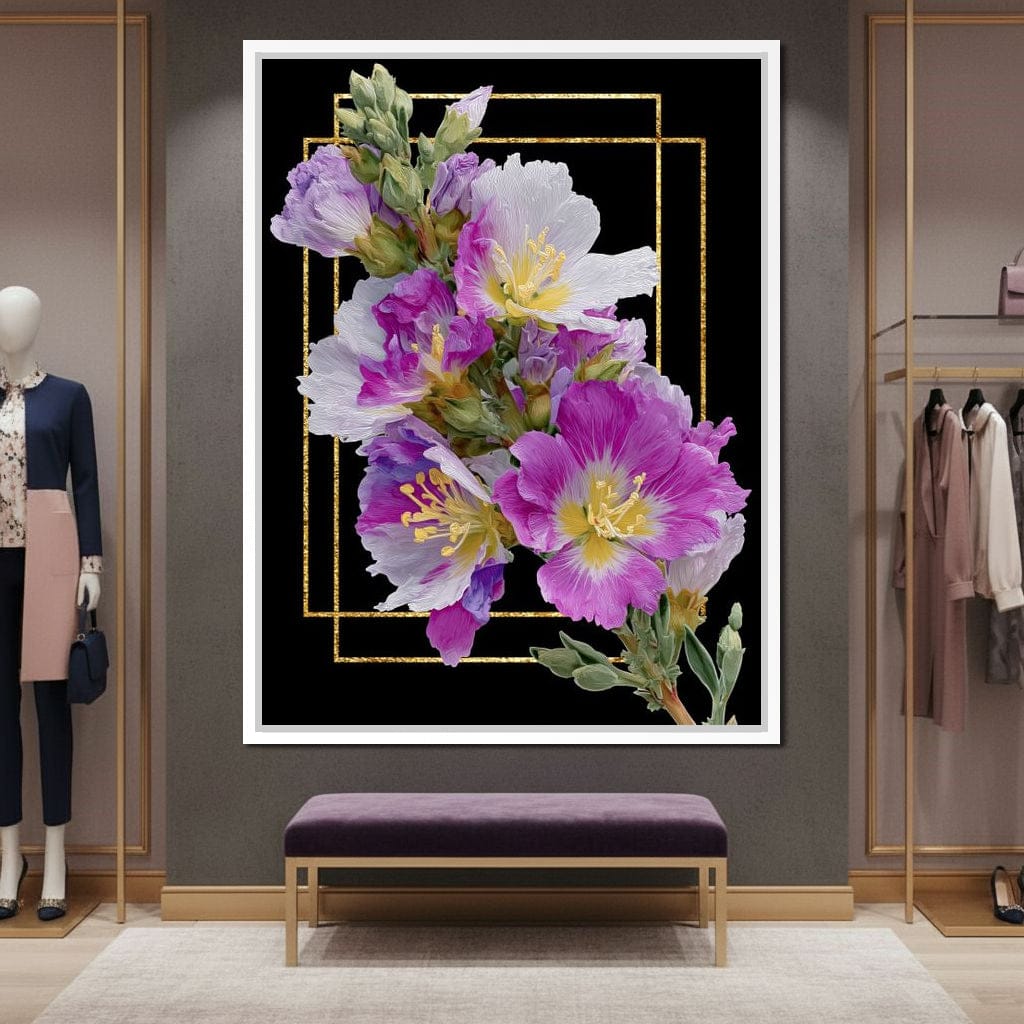Golden Frame Petal Radiance Canvas Wall Art