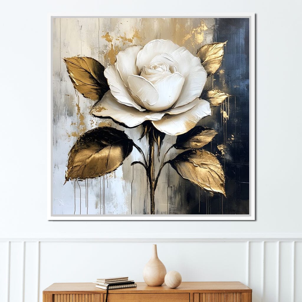 Golden Petals Against Contrast Canvas Wall Art