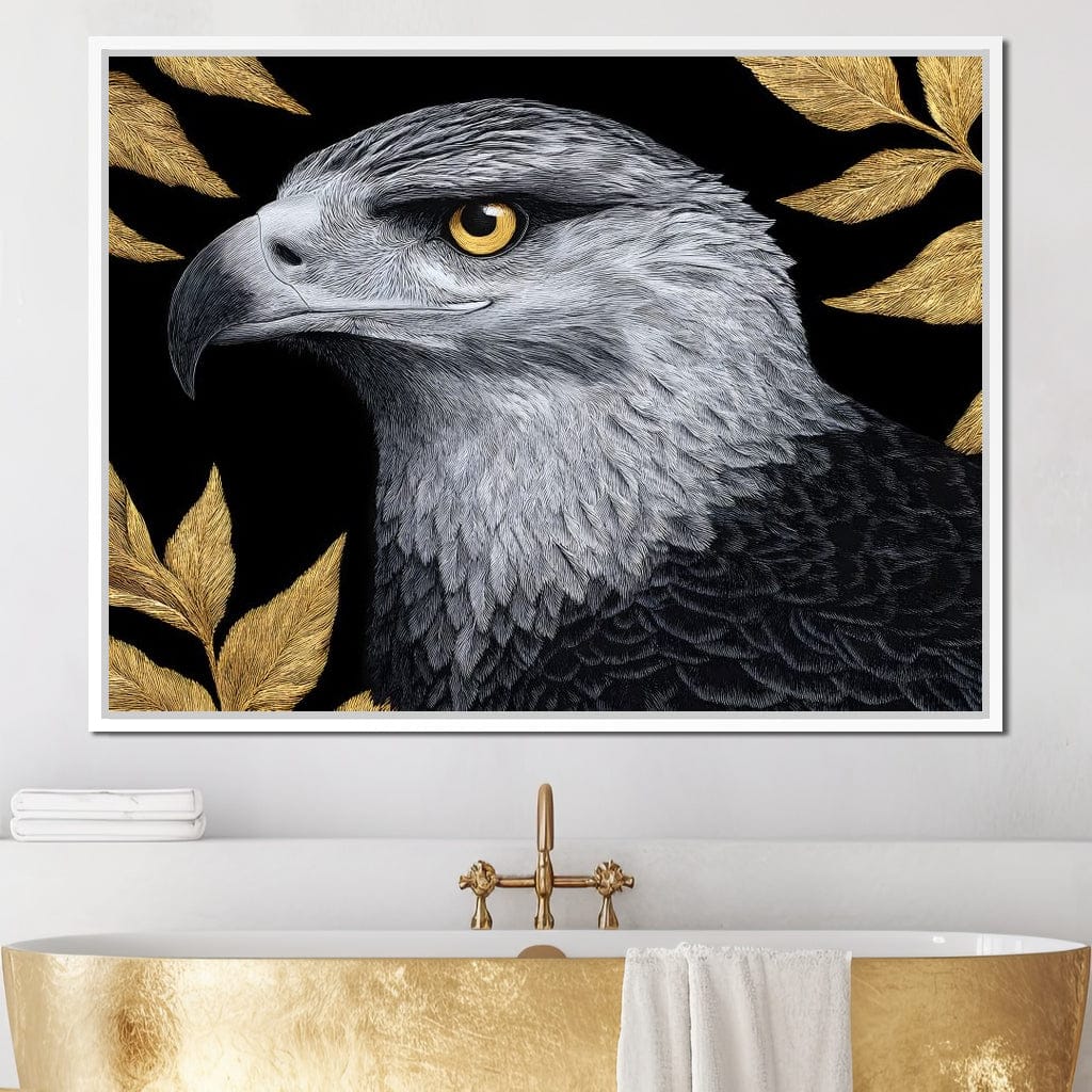 Majestic Sentinel Golden Leaves Canvas Wall Art