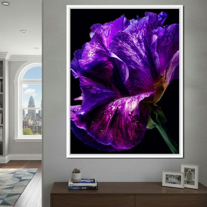 Violet Petal Radiance Macro Canvas Wall Art