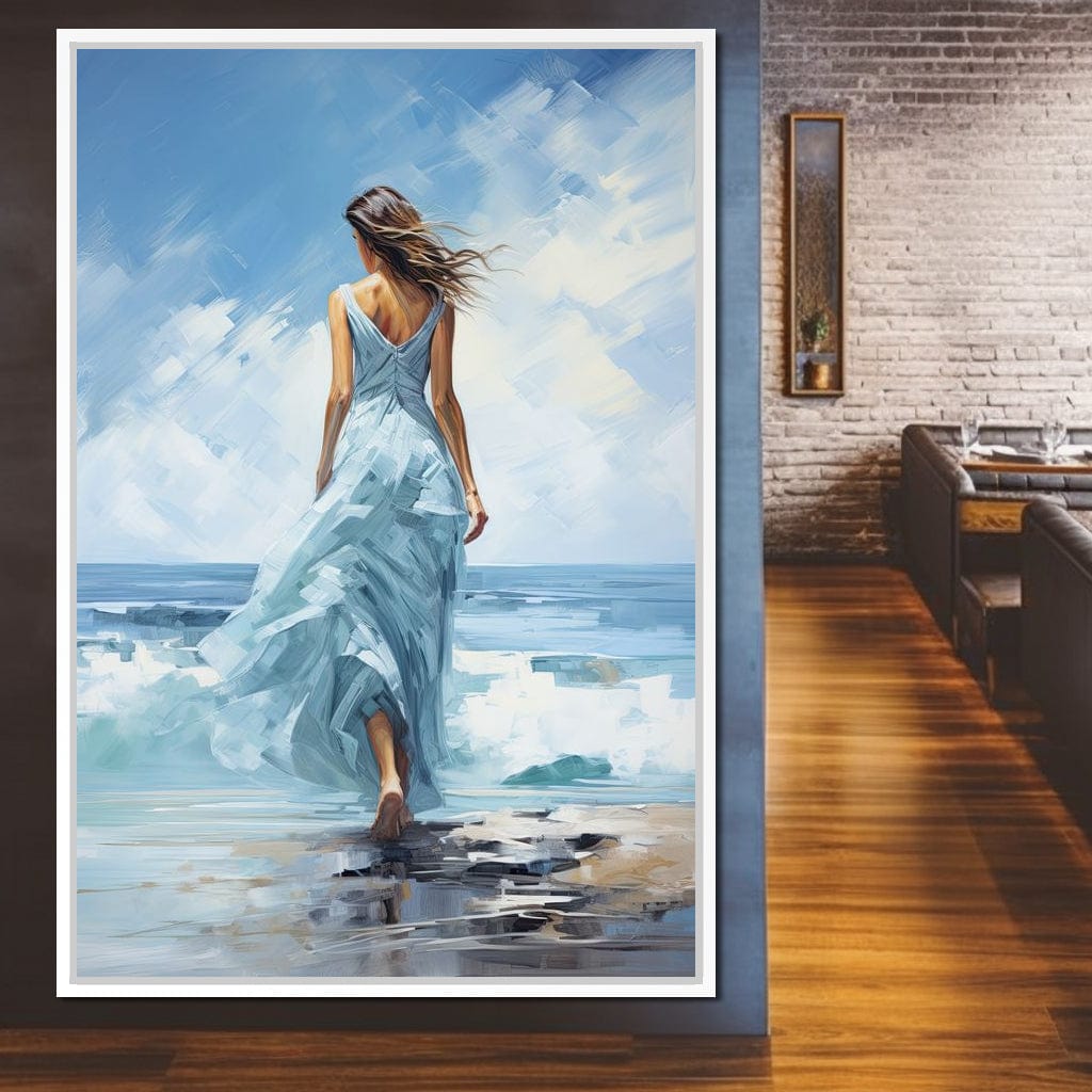 Azure Serenity Stroll Canvas Wall Art