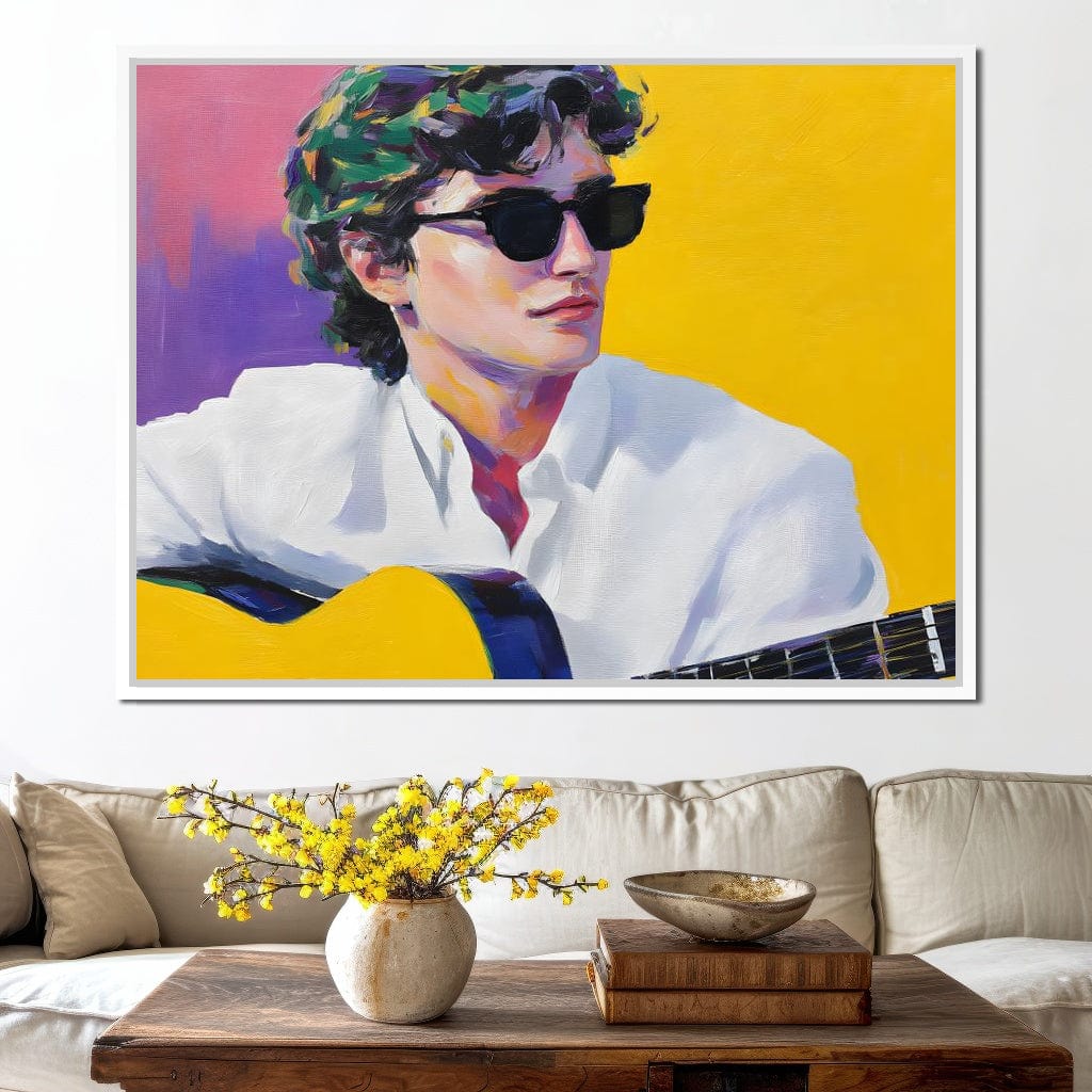 Vibrant Guitarist Sunlit Groove Canvas Wall Art