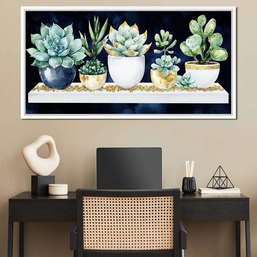 Succulent Symphony in Green Canvas Wall Art