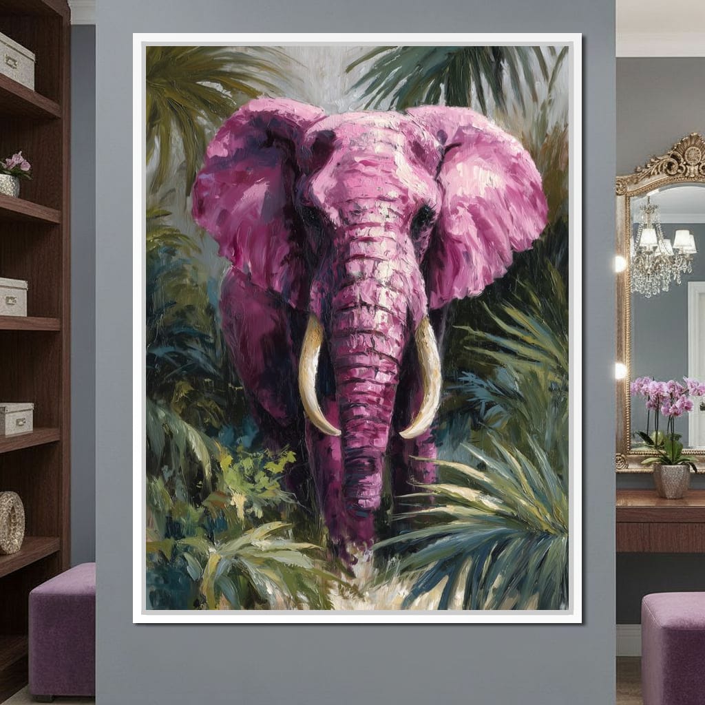 Magenta Elephant Jungle Glory Canvas Wall Art