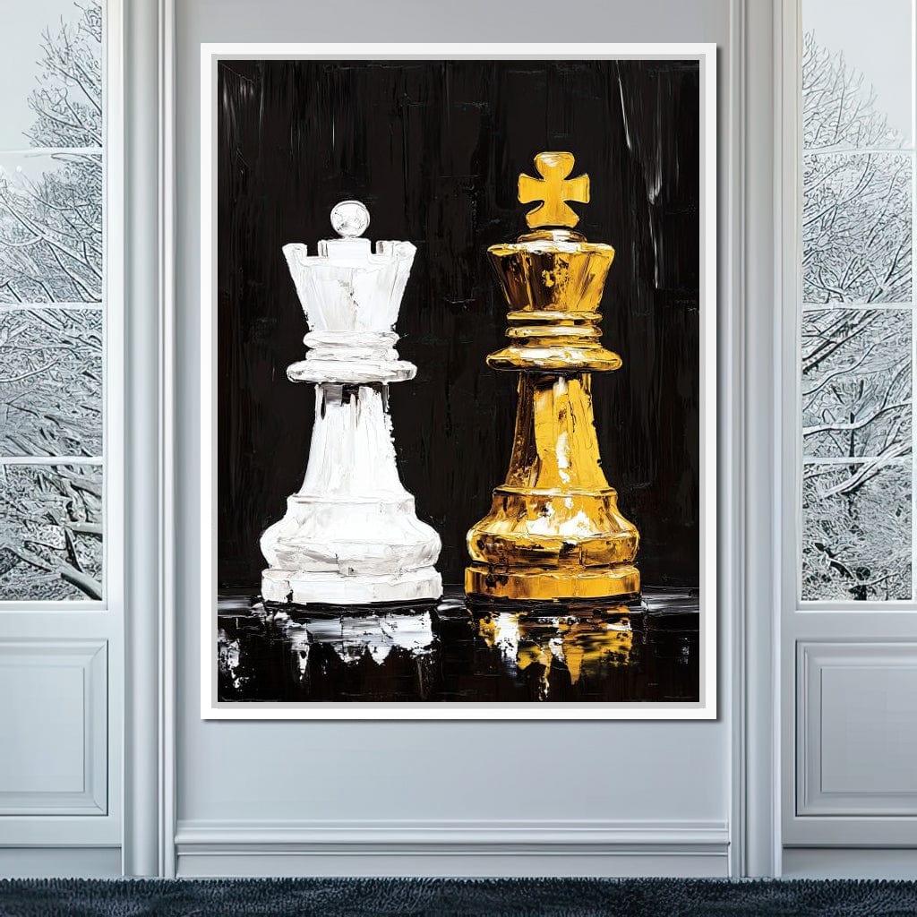 Regal Duel Monochrome Majesty Canvas Wall Art