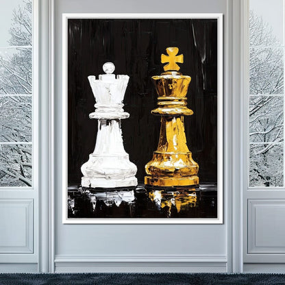 Regal Duel Monochrome Majesty Canvas Wall Art