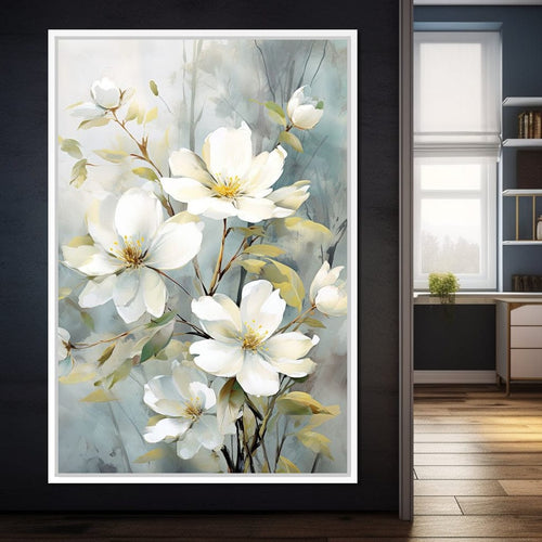 Ethereal Blooms in Mist Canvas Wall Art