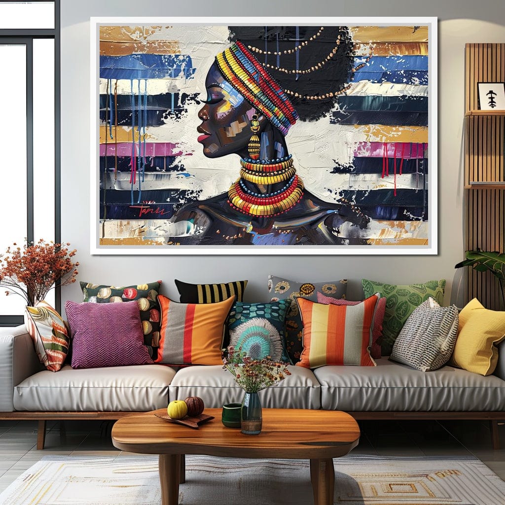 African Elegance in Ochre Gold Canvas Wall Art