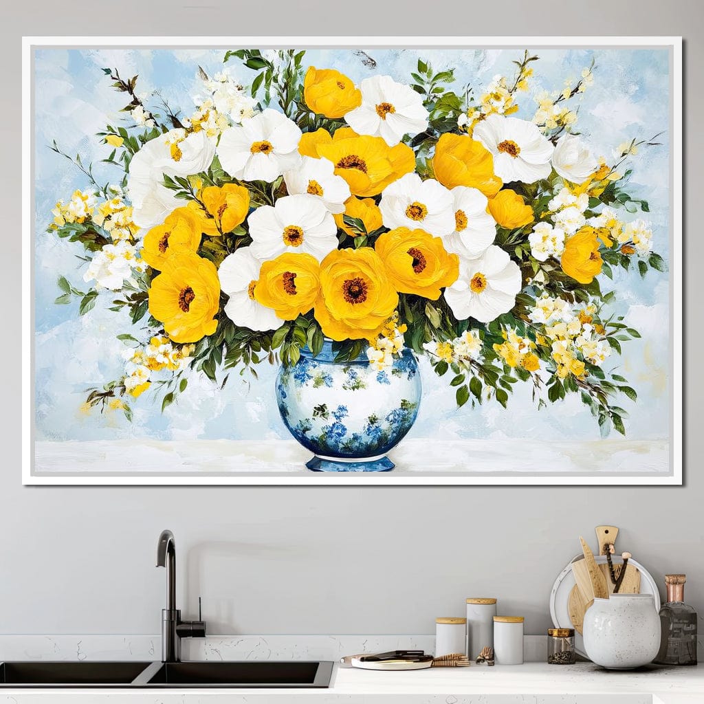 Golden Blossoms Harmonize Canvas Wall Art
