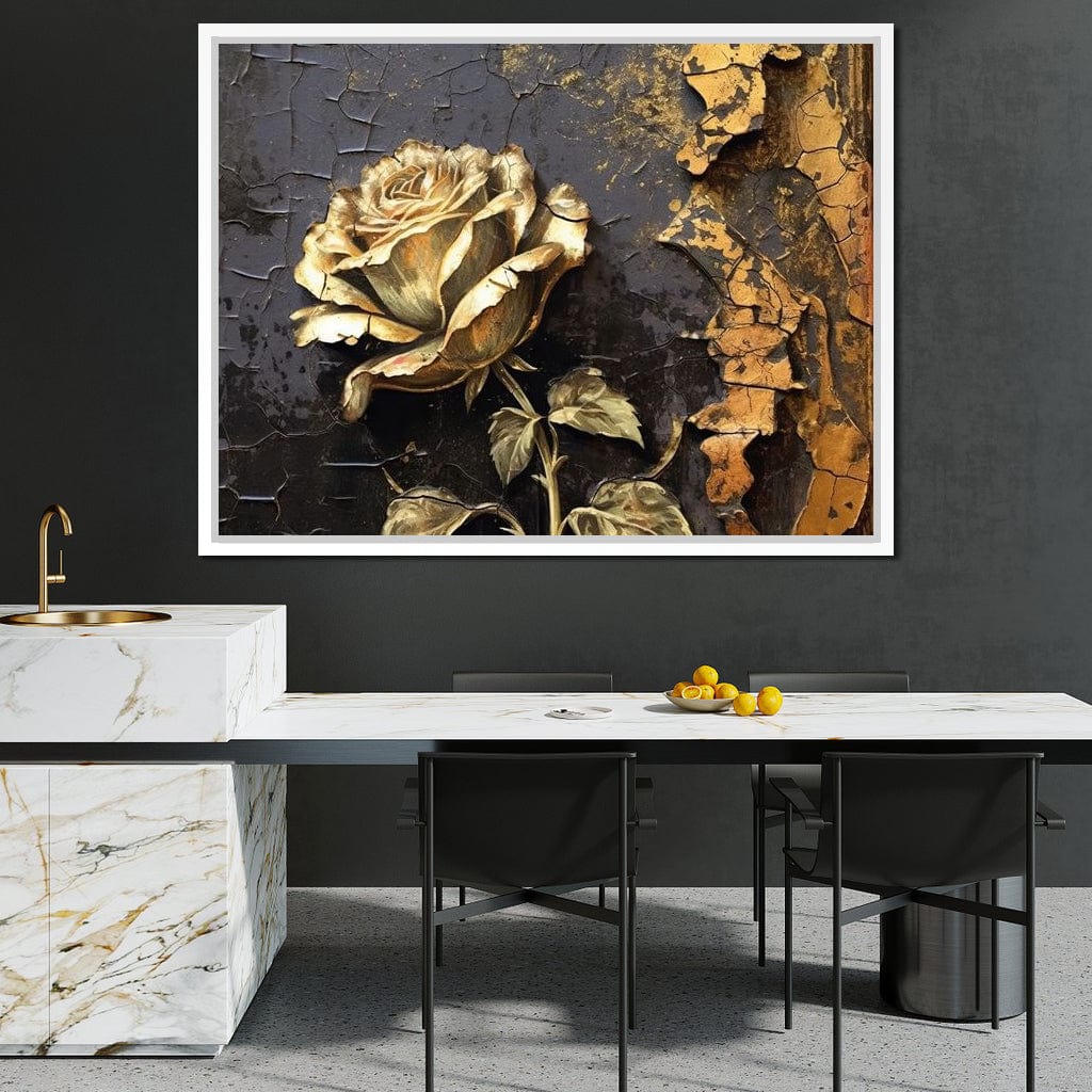 Golden Rose Canvas Wall Art