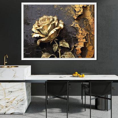 Golden Rose Canvas Wall Art