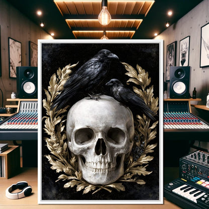 Gilded Crows Upon Bone Canvas Wall Art