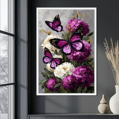 Amethyst Butterflies Bouquet Canvas Wall Art