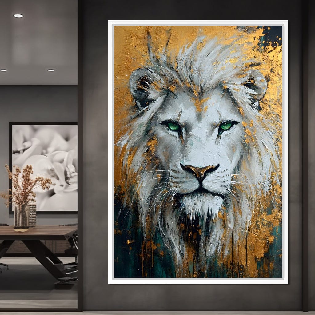 Majestic Lion Gold Radiance Canvas Wall Art