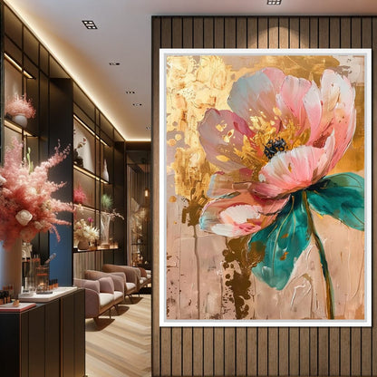 Modern Pink Flower Canvas Wall Art
