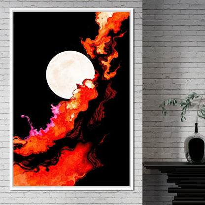 Firestorm Under the Moon Canvas Wall Art