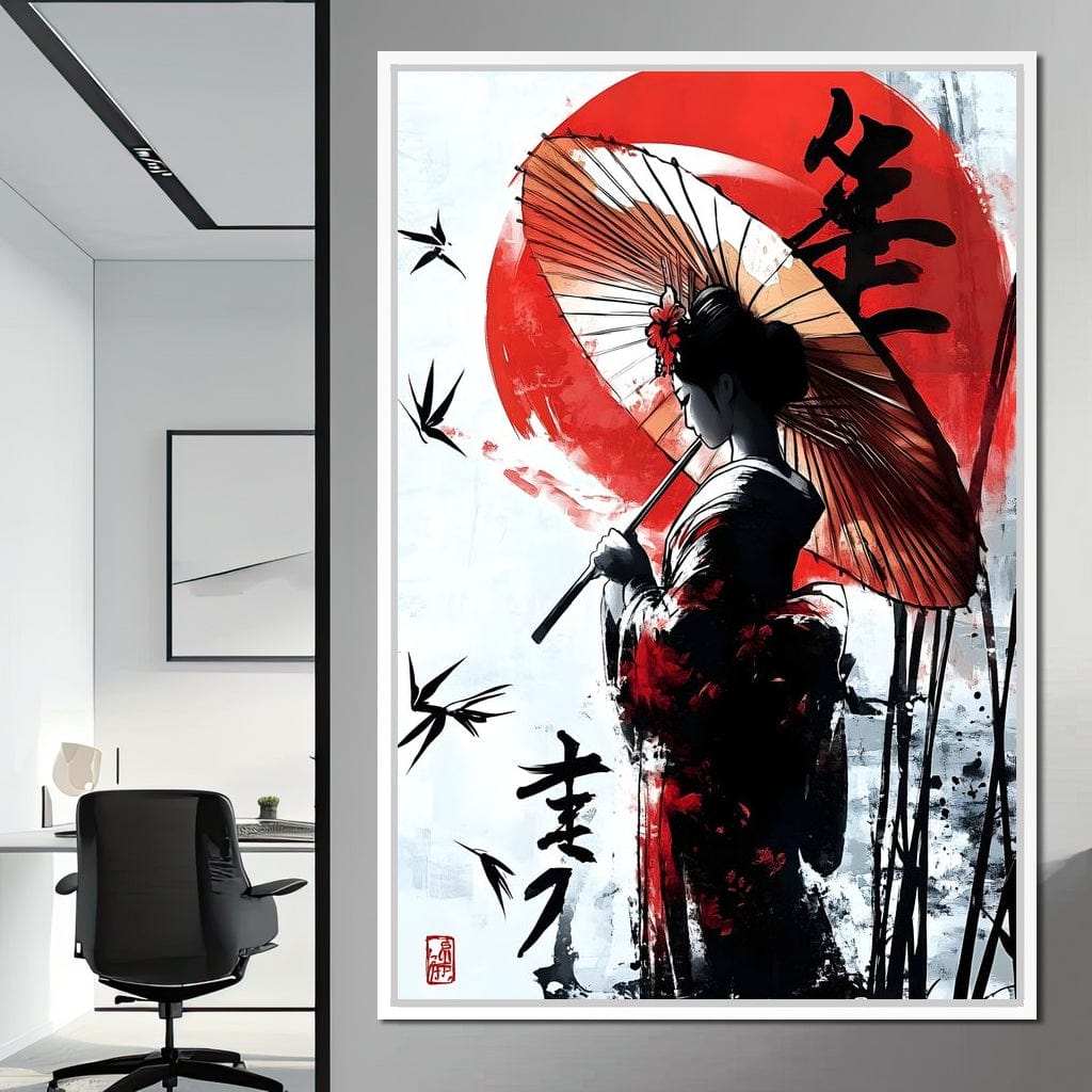 Geisha Elegance Sunlit Shadows Canvas Wall Art