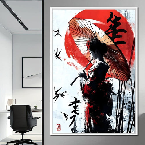Geisha Elegance Sunlit Shadows Canvas Wall Art