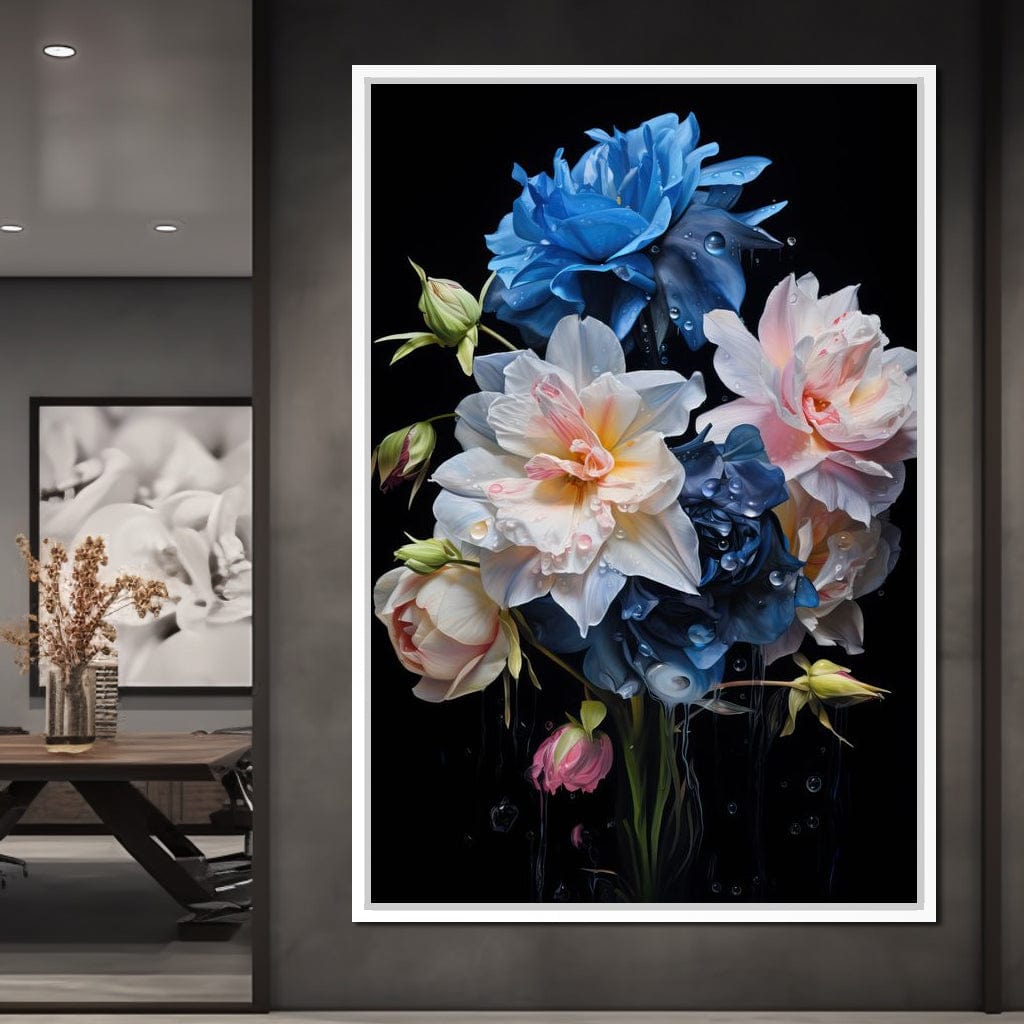 Midnight Flower Symphony Canvas Wall Art