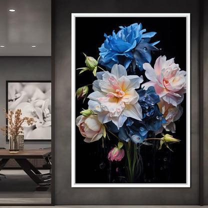 Midnight Flower Symphony Canvas Wall Art