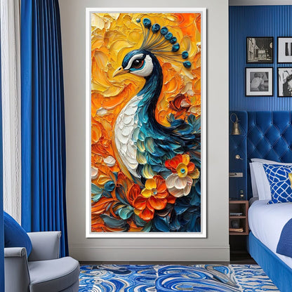 Radiant Peacock Garden Harmony Canvas Wall Art