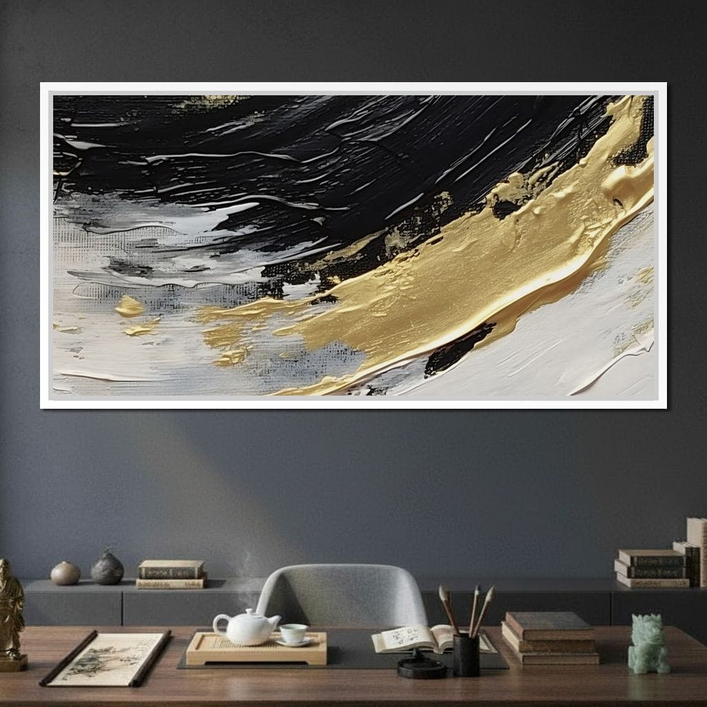 Golden Current Abstract Landscape Canvas Wall Art