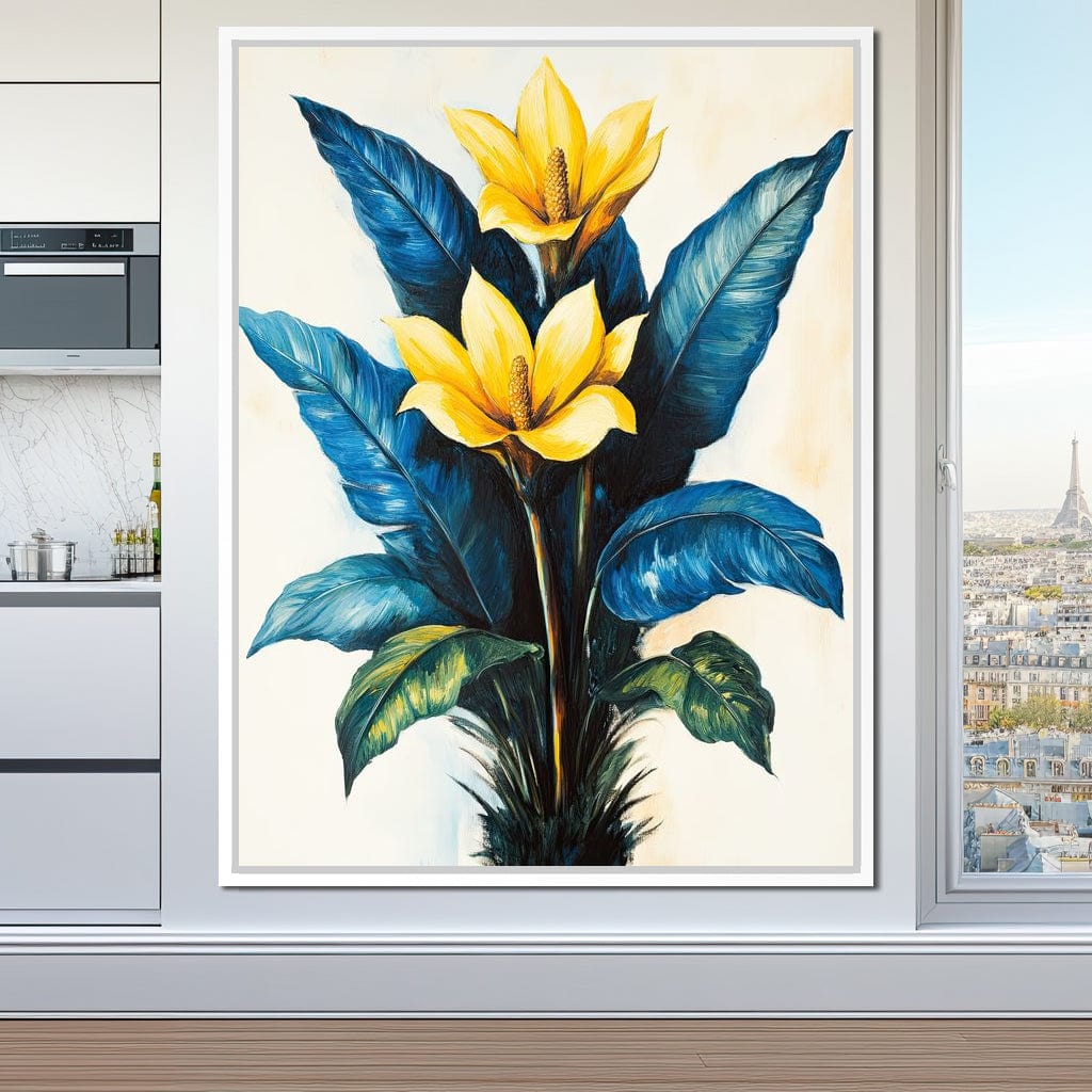 Golden Petals Tropical Elegance Canvas Wall Art