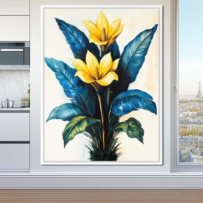 Golden Petals Tropical Elegance Canvas Wall Art