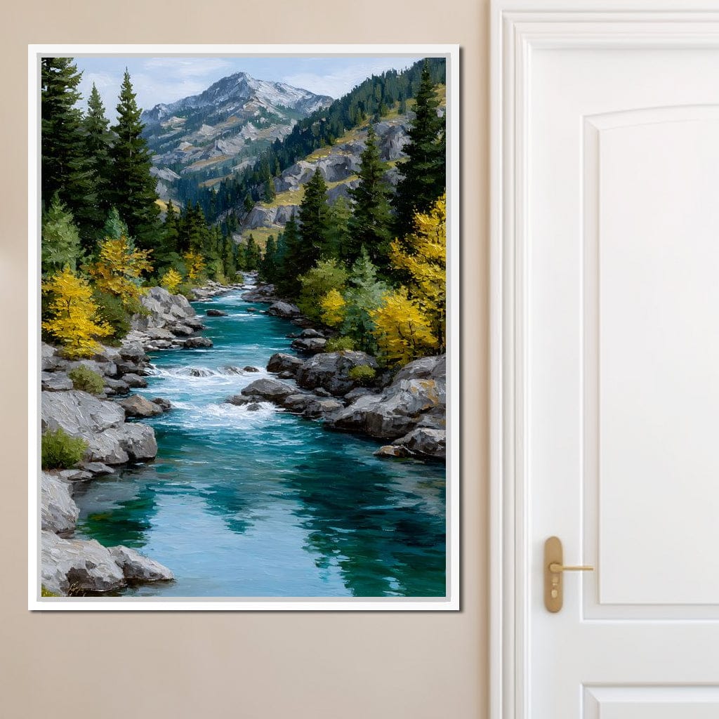 Alpine River Evergreen Peaks Canvas Wall Art