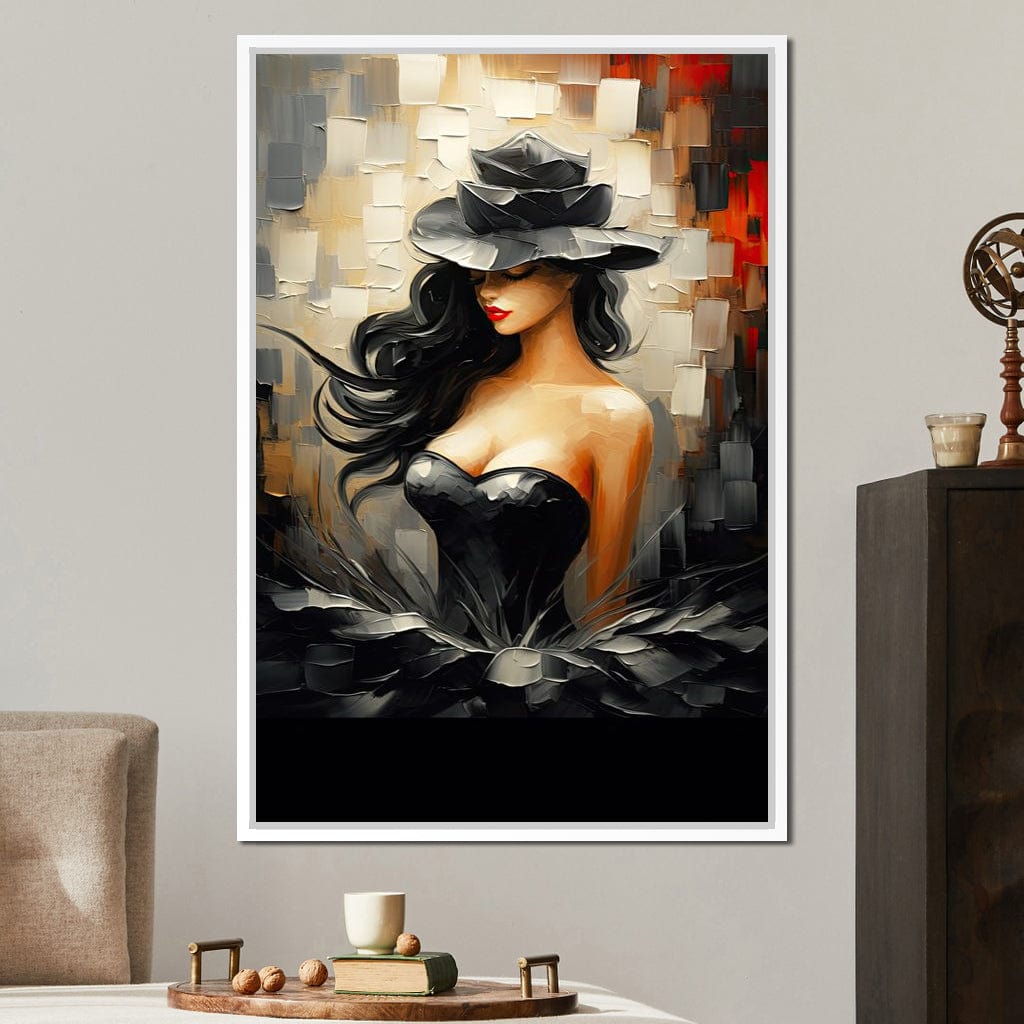 Noir Elegance in Bloom Canvas Wall Art