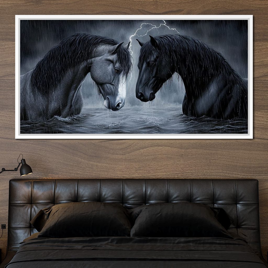 Dark Horses in the Storm Canvas Wall Art