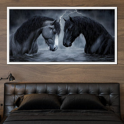 Dark Horses in the Storm Canvas Wall Art
