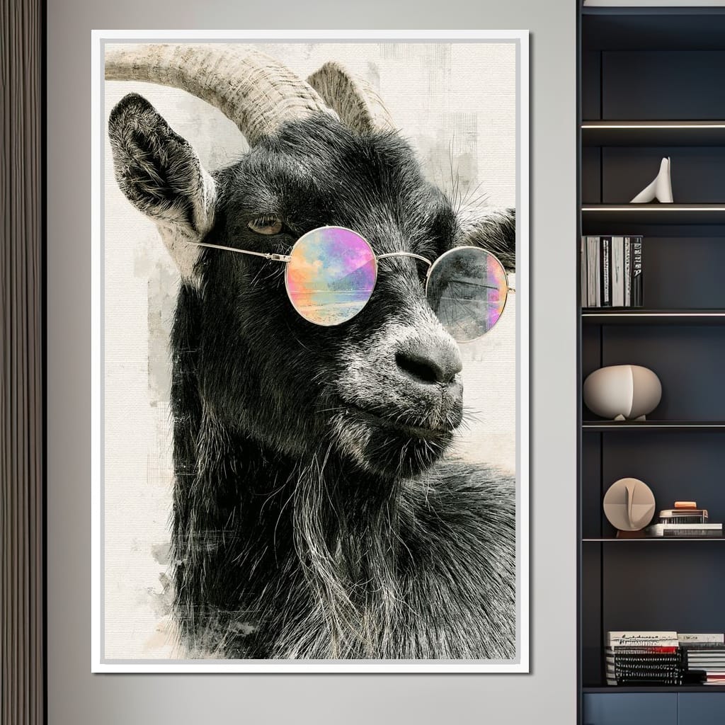Stray Goat With A Painted Perspective Canvas Wall Art
