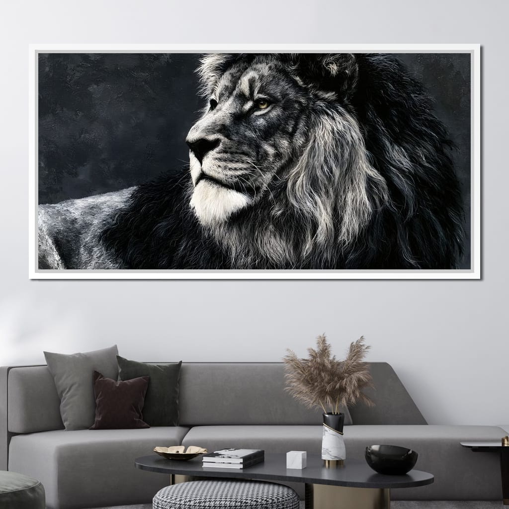 Somber Lion Canvas Wall Art