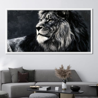Somber Lion Canvas Wall Art